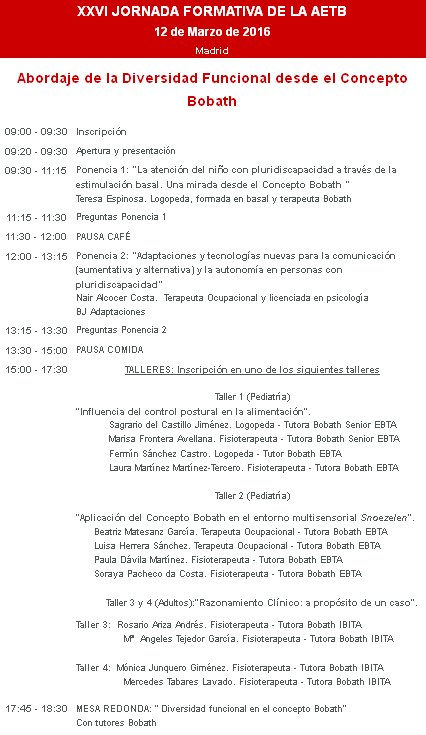 Jornadas anuales de la AETB 2016